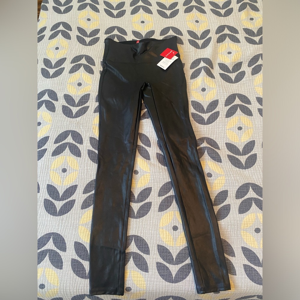 SPANX Black Faux Leather Slim Fit Stretch